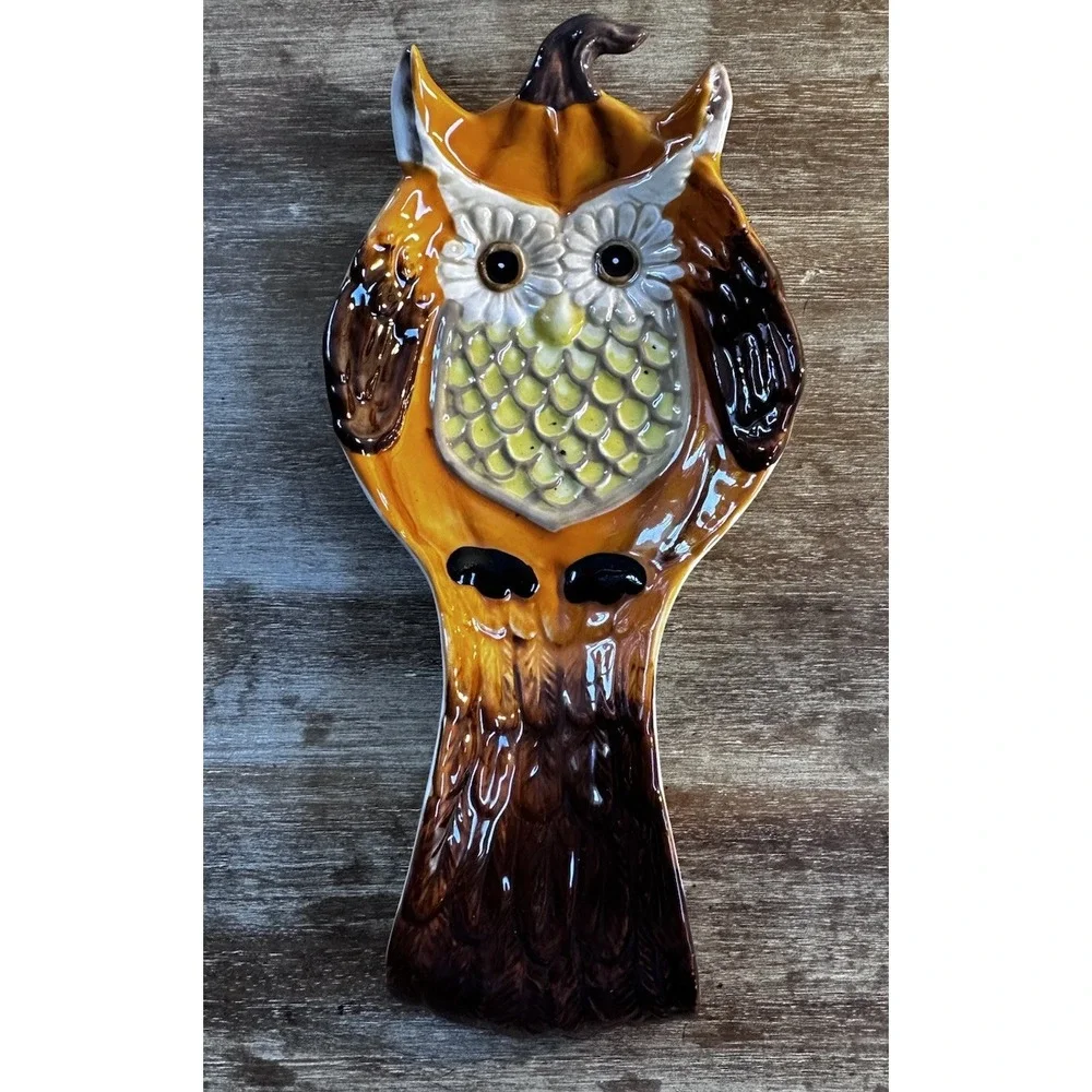 Cracker Barrel Fall Owl Spoon Rest Pumpkins Retro Halloween Autumn Decor
